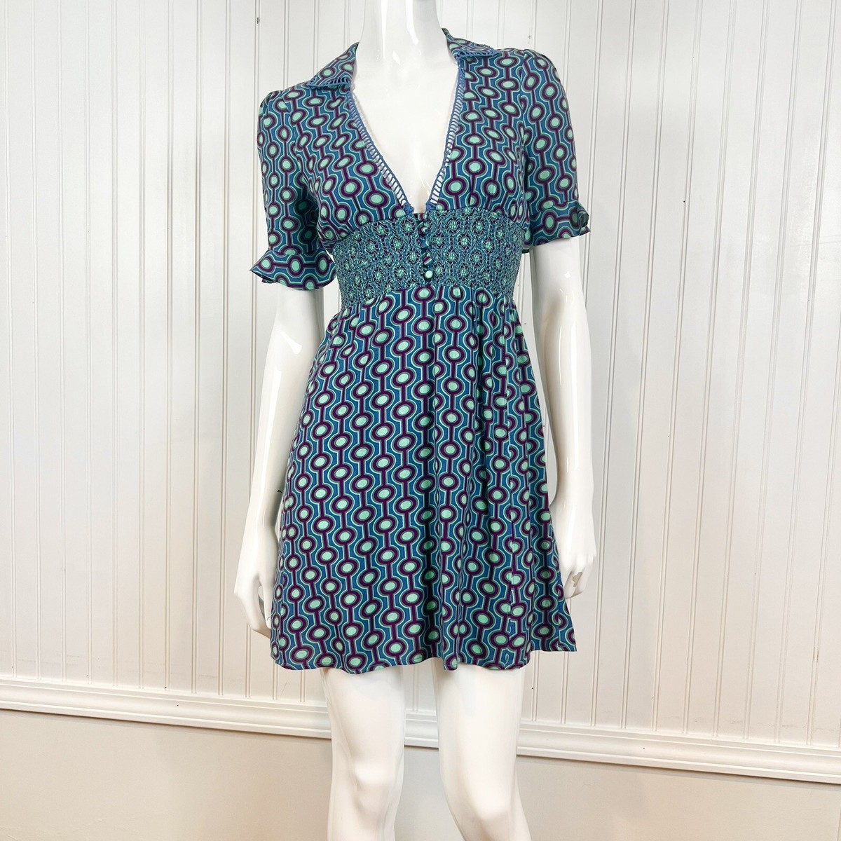 urban outfitters blue and green dress A Touch of Grace Woven Midi Dress