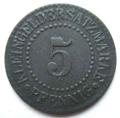 Small money replacement stamp city of Lüneburg 5 Pfennig without year