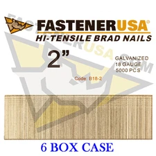 2" 18 Gauge Straight Brad Finish Nails 18 ga (5,000 ct) (Case of 6)