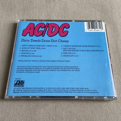 Dirty Deeds Done Dirt Cheap by AC/DC (CD Album 1976) 16033-2