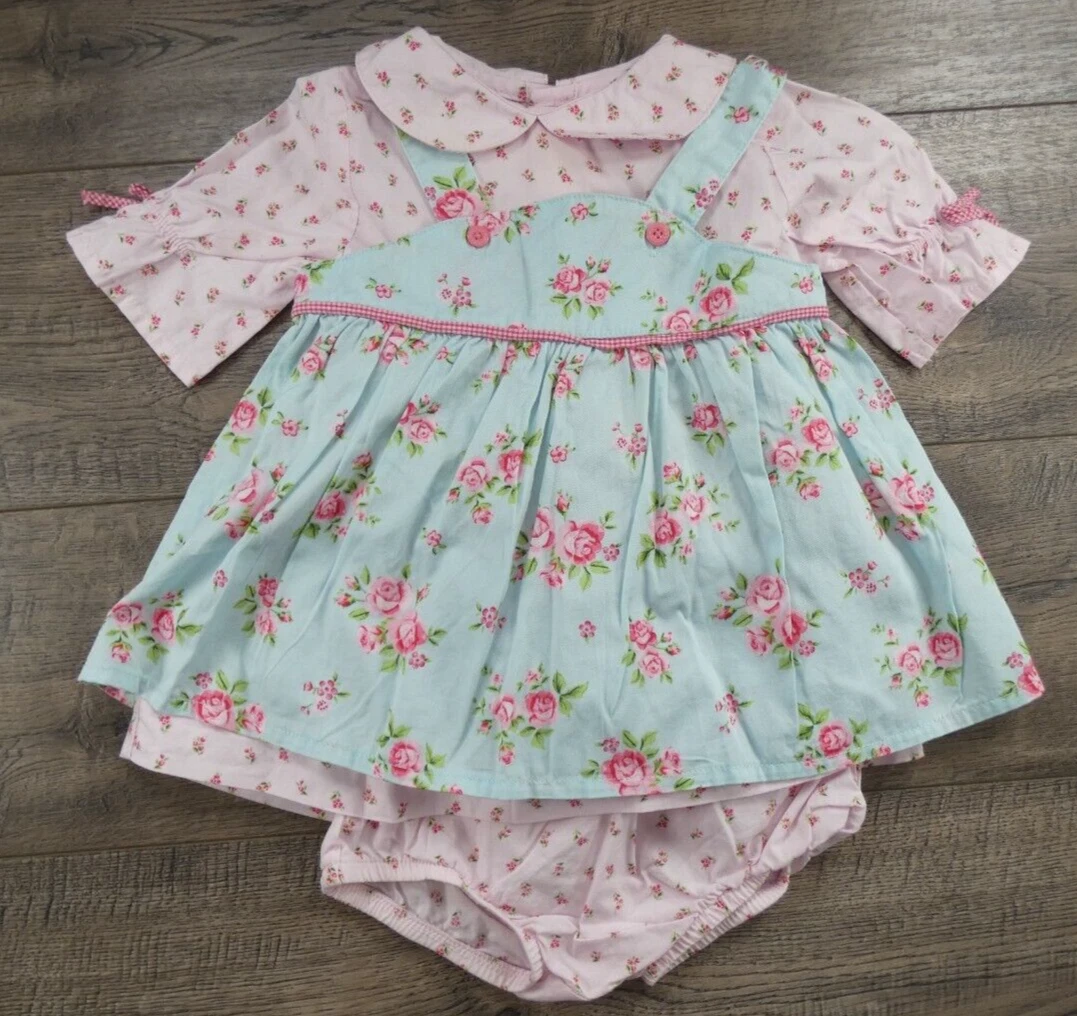Baby Girl Clothes Vintage Carter's 6 Month Garden Party 3pc Dress & Bloomers