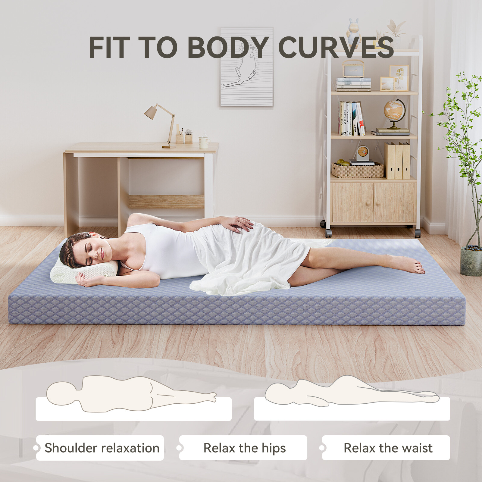 H&ZT Memory Foam Full Size Futon Mattress 75x54x5" & Removable Cover Washable