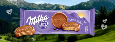 MILKA CHOCO WAFER - CHOCOLATE COOKIES  DELICIOUS ALPINE MILK FILLED 150G 5.3oz