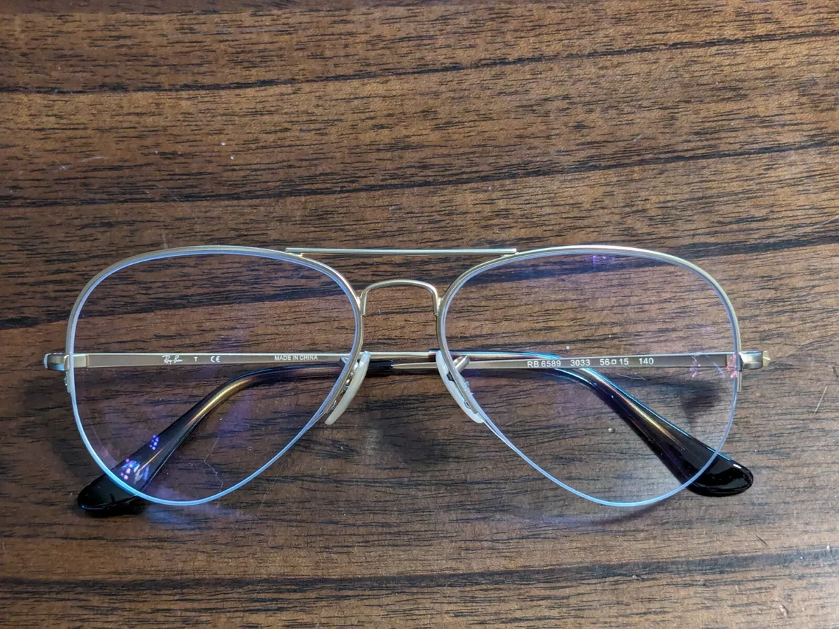 RAY BAN RB6589 Aviator Gaze Eyeglass Frames Gold Tone Metal 56