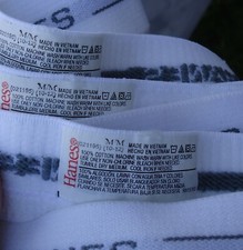 NOS Vtg Hanes 100 Cotton Tighty White Briefs Boy's M 10/12 Gray Band Oldstock