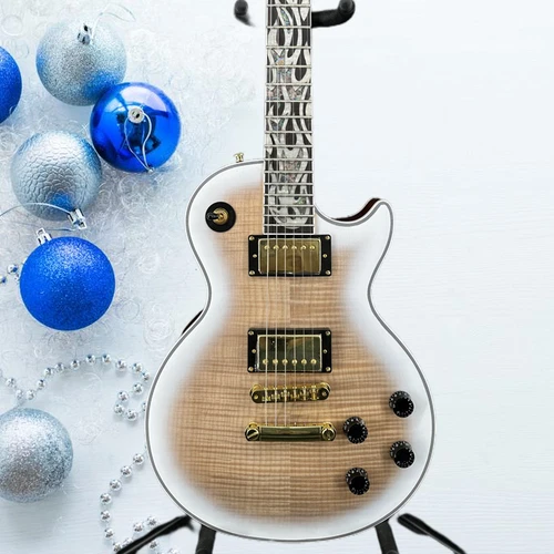 Custom Les Paul Electric Guitar Log color trim unique pattern fretboard