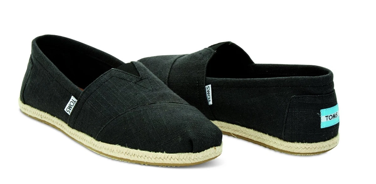 TOMS Mens Canvas Classics Rope Sole Slip On Espadrilles Black Linen Various Size