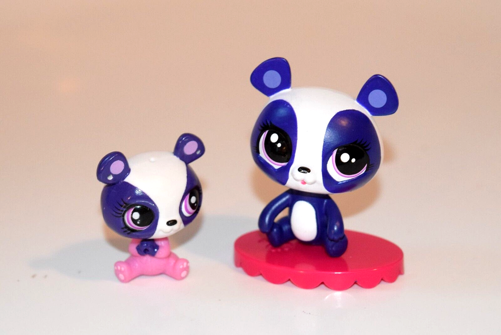 2015 HASBRO LITTLEST PET SHOP MOMMY & BABY PANDA FIGURINE COLLECTIBLES. LPS