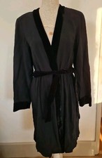 Jasper Conran Smart Loose Jacket Long Black Velvet Trim Belt Size S Approx 10