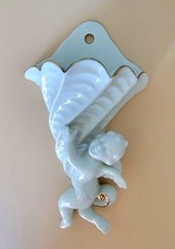 Erphila Porcelain Cherub Cornucopia Wall Pocket Vase 5095b White & Gold Germany