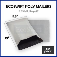 50 14.5 x 18 ECOSWIFT WHITE POLY MAILERS SHIPPING ENVELOPES SELF SEALING BAGS