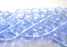 Light Sapphire Glass Faceted 10MM Round Beads