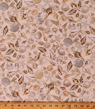 Cotton Sea Shells Starfish Beach Ocean Sand Fabric Print by the Yard D377.39