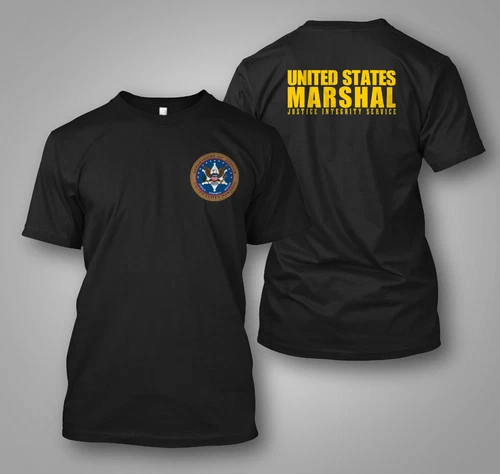 Police United States US Marshal -  Custom Men's Back and front T-Shirt Tee