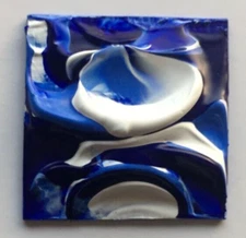 BLUE FLORAL ABSTRACT Acrylic Miniature Flower Painting 1x1" Julia Garcia NEW