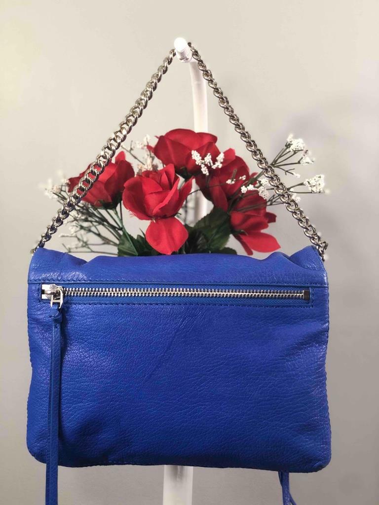 BOTKIER Royal Blue Pebbled Leather Foldover Crossbody/ Clutch