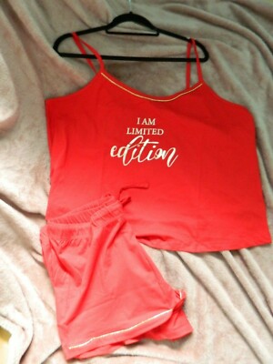 Ensemble Pyjama (cami) Ann Summers Rouge - Édition Limitée "Je Suis" - Taille UK XXL (24-26) - Neuf Avec étiquettes