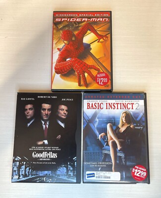 DVD Lot 3 Goodfellas, Spiderman, Basic Instinct 2 Pre-Owned VGC