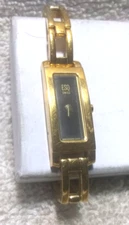 ESQ Quartz Watch Black Dial Gold Bracelet Band Swiss New Battery Great Shape