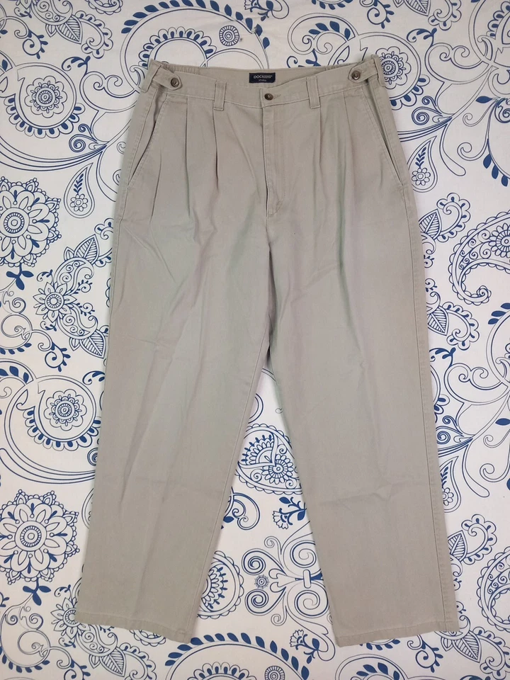 DOCKERS MADE IN USA VINTAGE PANTS 36X30 PANTALONI UOMO COTONE CON PENCE KHAKIS  - Imagen 3 de 4