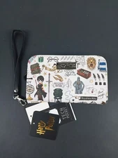 Harry Potter All Over Print Wallet Tech Pocket Bioworld NEW Button Snap Wristlet