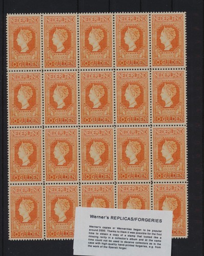 FORGERY - Werner's FORGERY/REPLICA of Netherlands 1913 Jubilee - 10 gulden