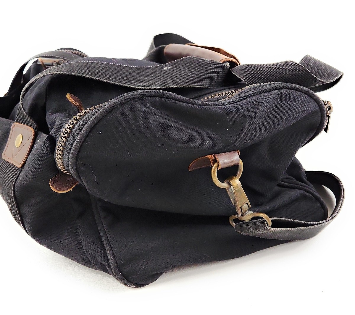 Vintage Eddie Bauer Canvas Leather Duffle Weekender Bag Vintage Eddie Bauer Canvas Leather Duffle Weekender Bag