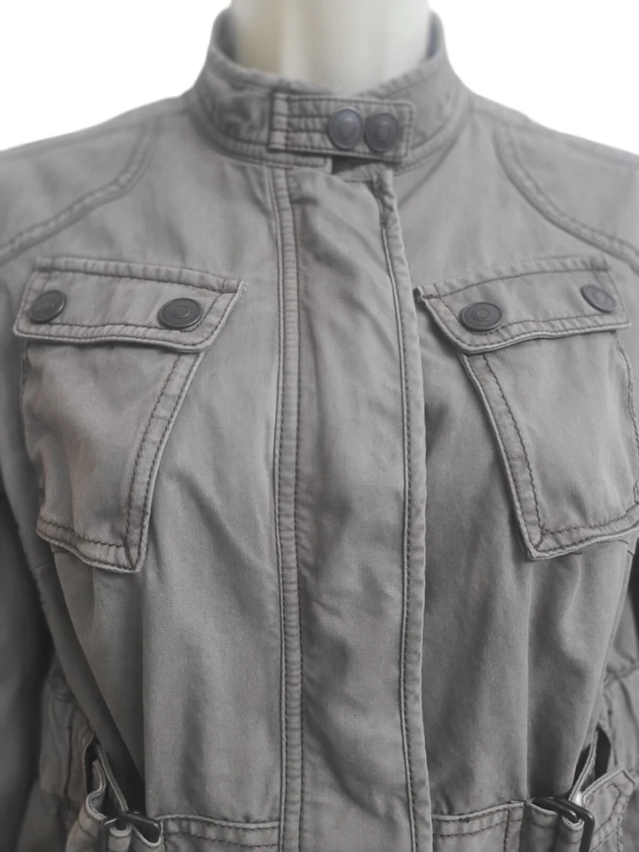 Ann Taylor Loft Women’s Petite 6P Utility Military Y2K Jacket – Grey/Taupe - Image 4 of 4