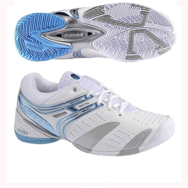 120 BABOLAT VPRO ALL COURT TENNIS SHOES WHITE BLUE WOMENS SIZE 6.5