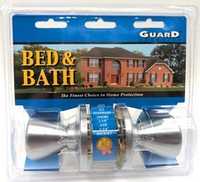 NOS! Guard Security Satin Chrome Bed & Bath Lockable Privacy Lockset, Interior