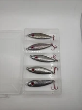 5 PCS. SHAD JIG/SPOON STYLE LURE BAIT, 1-1/2 OZ. LEAD HOMEMADE.