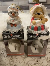 VINTAGE SET 2 JASCO "LIL CHIMERS & Caring Critter Bell Christmas Ornament Bells