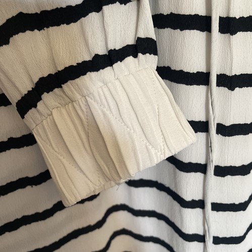 GESTUZ Anthro White Black Breton Stripe Draw Cord Waist Dress. Pockets . Size 34 - Picture 4 of 7