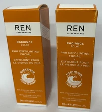 REN Clean Skincare Radiance PHA Exfoliating Facial 1.69 oz / 50 ml NEW LOT OF 2