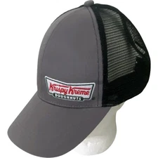 Krispy Kreme Doughnuts Snapback Trucker Hat Gray OSFA Mesh Back New