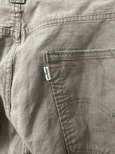 Levis Cargo Pants Mens Sz 38x32 Gray White Tab Jeans Tapered Denim Pockets - Picture 10 of 13
