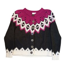 Hanna Anderson Fair Isle Purple Cardigan Sweater Size 130 Girl Size 8