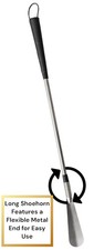 Long Handle 24in Shoehorn with Spring Flex End for Easier Shoe - No Bend Devi...