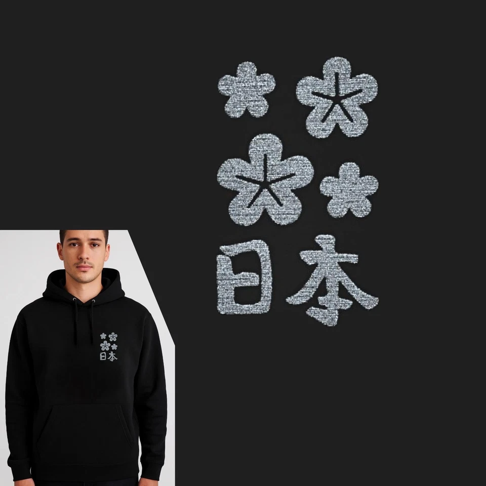 Sudadera con Capucha Sakura Bordada - Sudadera Pullover Japonesa Flor de Cerezo S–5XL Foto 2 de 4
