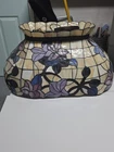 Tiffany Style Stained Glass Pool Table Light Floral Design Vintage Exc Condition