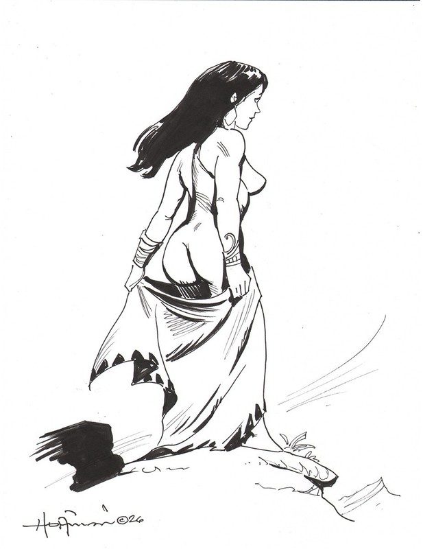 LONE MOUNTAIN MAIDEN! Original Art Ink Drawing by MIKE HOFFMAN