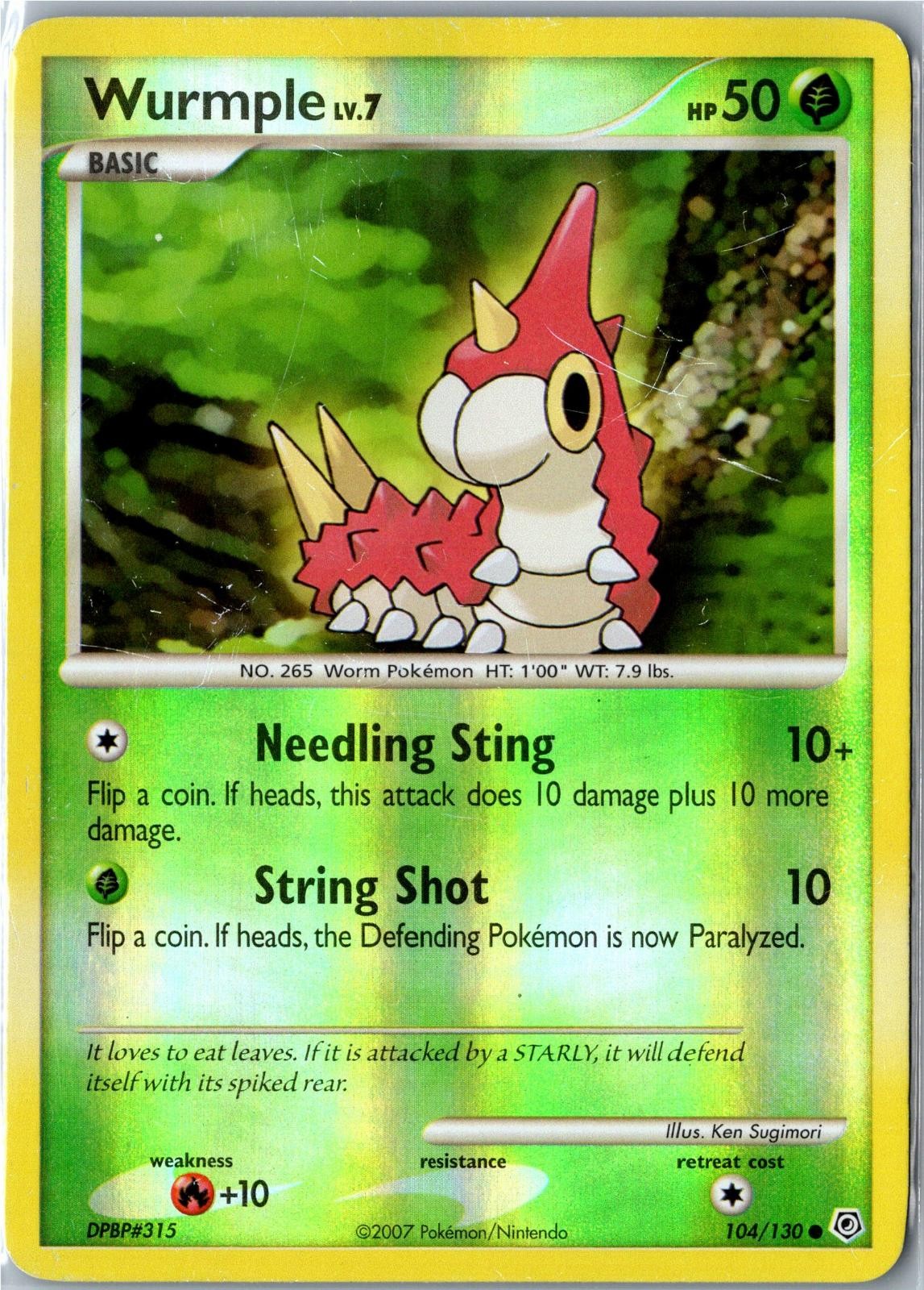 Wurmple Diamond & Pearl 104/130 Common Reverse Holo Heavily Played
