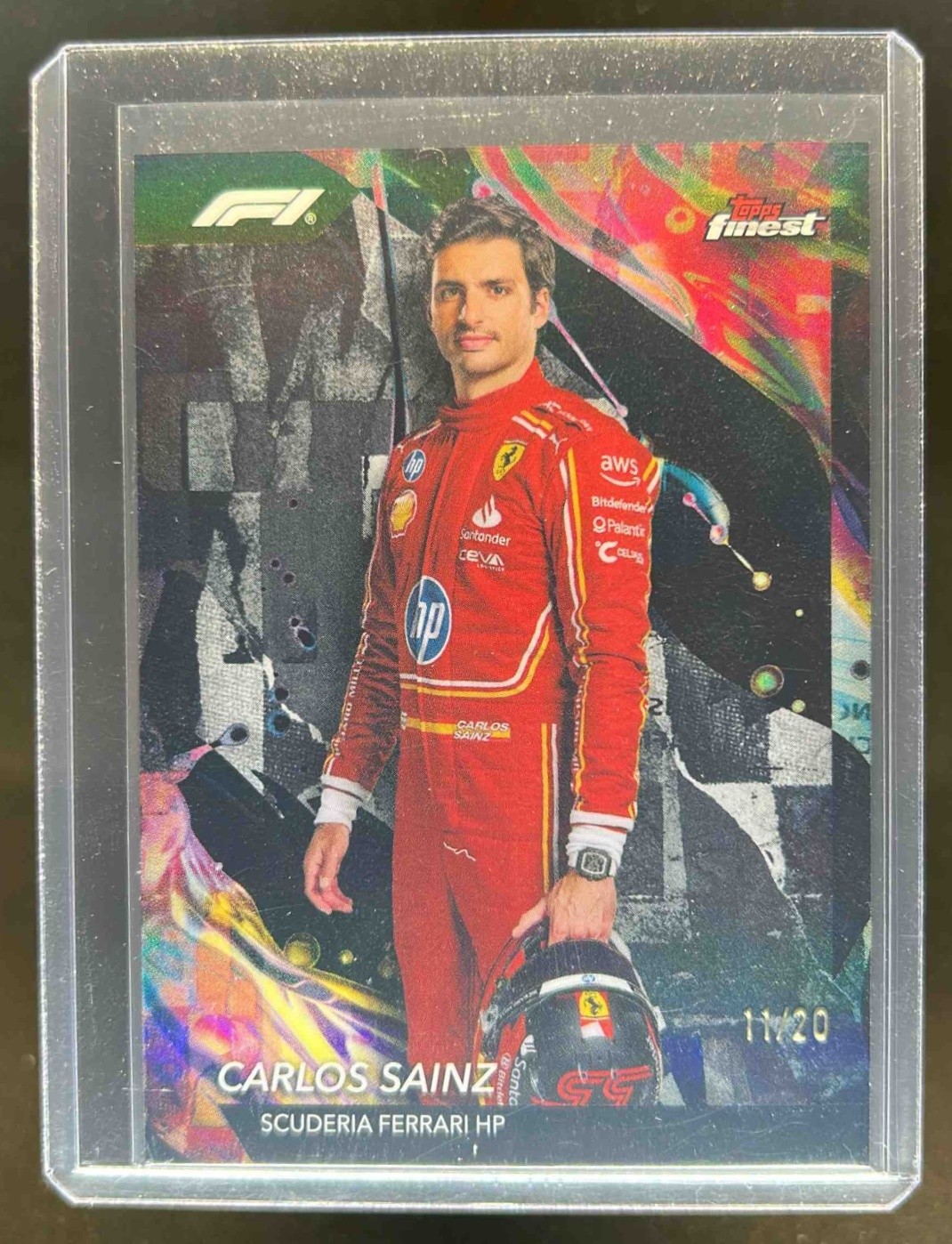 2024 Finest F1 Carlos Sainz Black Refractor Uncommon #11/20