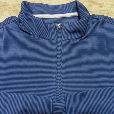 MIZZEN + MAIN Mens XL PULLOVER KPI QUARTER ZIP BLUE STRIPE PERFORMANCE GOLF 1/4