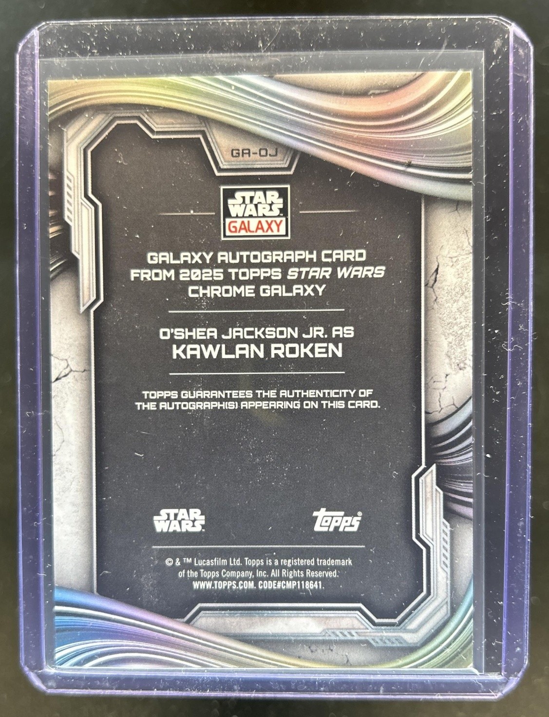 2025 Topps Chrome Star Wars Galaxy O'Shea Jackson Jr. Kawlan Roken Auto Red #/5 view 2