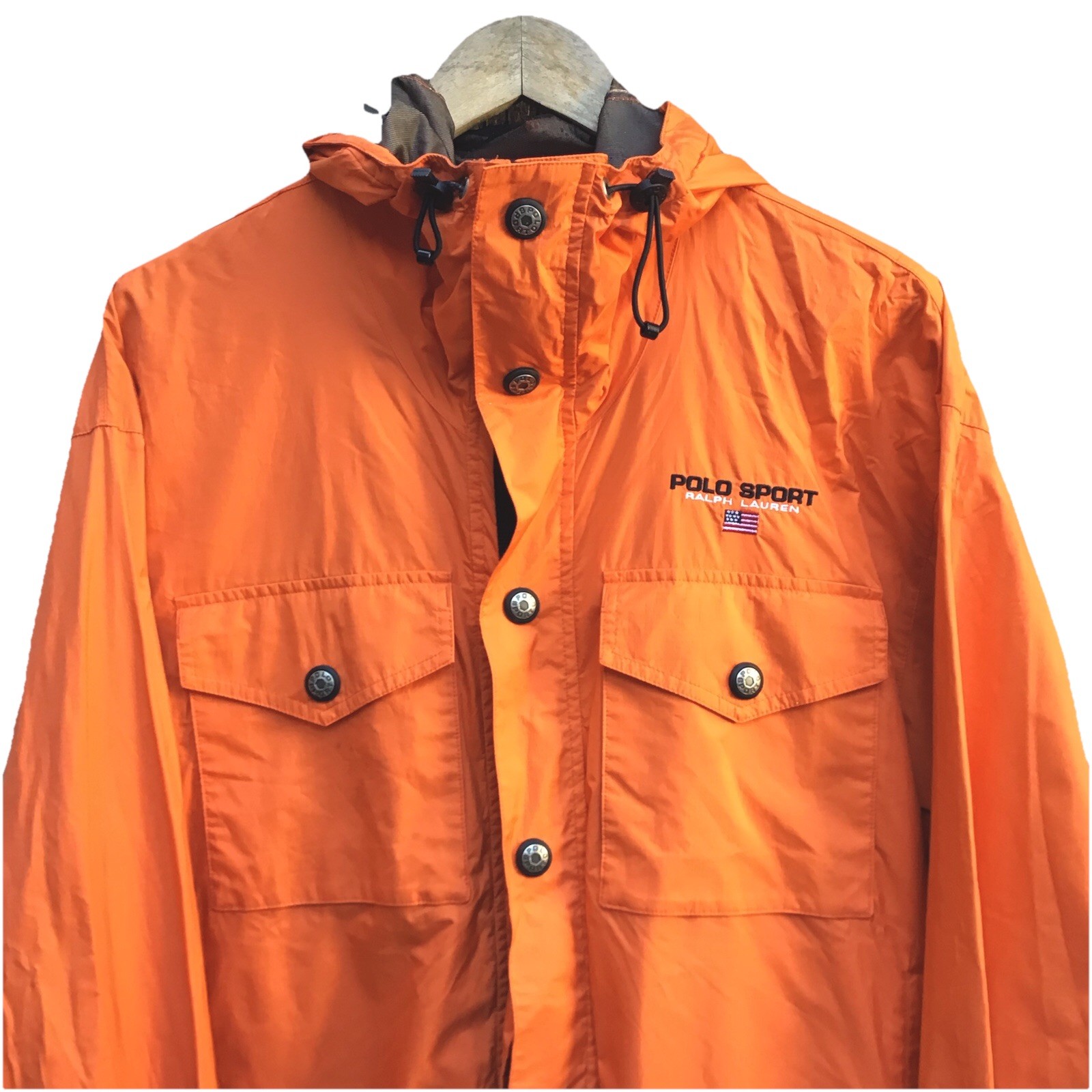 Polo Sport Ralph Lauren Orange Hooded Jacket Vintage Sportsman Size Medium