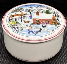 Folk Art VILLEROY & BOCH NAIF CHRISTMAS 2 & 3/4 TRINKET BOX  LAPLAU