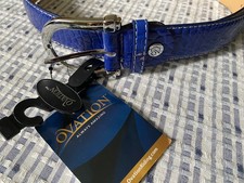 Cintura Ovation Equitazione Metallizzata Stampa Coccodrillo Blu Royal Taglia Large, Nuova con etichette!