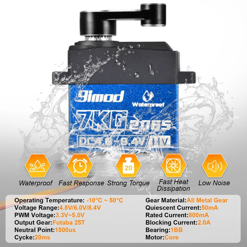 9IMOD 7kg 2065 Mini Servo Metallgetriebe mit Servo Arm für TRX4M 1/18 RC Car - Bild 4 von 4