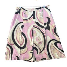 Wms Silk A-Line Skirt Pink Swirl Print Size 8 Romantic Feminine